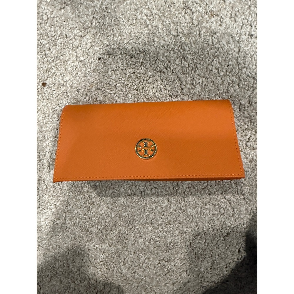 Tory Burchβ Orange Saffiano Leather Eyeglass Case Holder Clutch Small Bag
